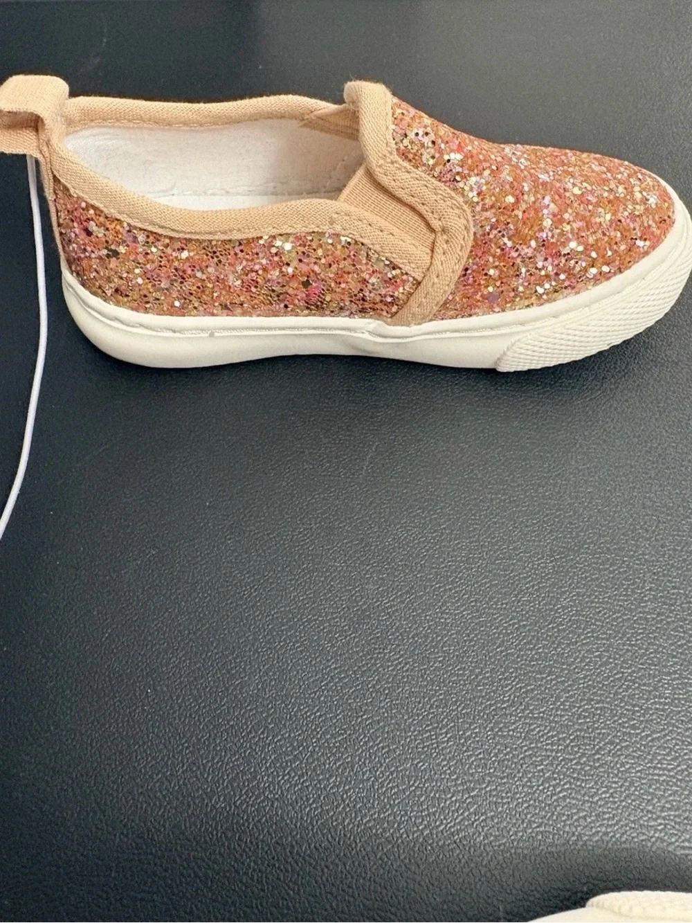 Cat & Jack Girls' Glitter Slip-On Sneakers - Rose Gold